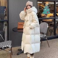 Parka longue à capuche pour femmes, pardessus en coton optique, vêtements d'extérieur pour femmes, veste d'hiver, manteau coréen, nouveau, 2024 1